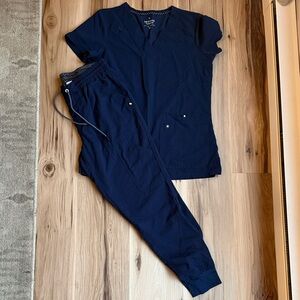 Beyond Scrubs Navy Blue Women's Jogger Set